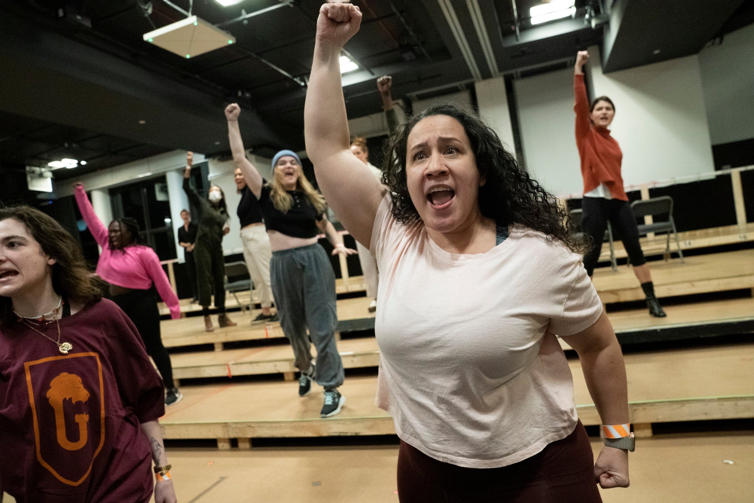 Women rehearsing play