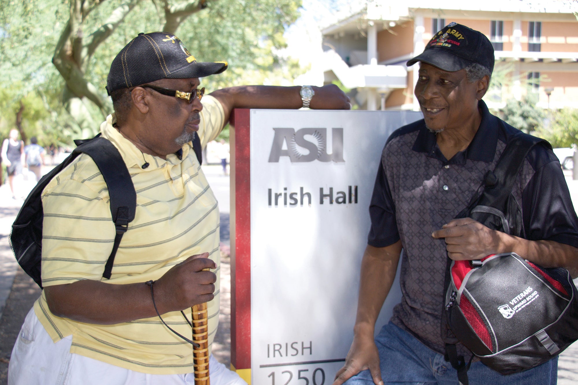 Participants in the ASU Veterans Upward Bound program talk after a workshop