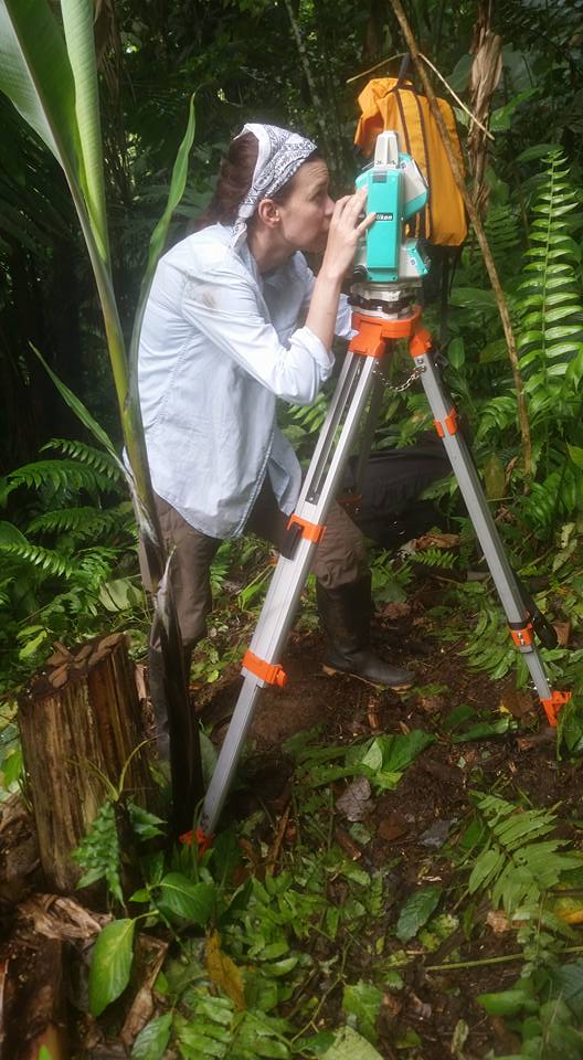 photo of Kristin Keckler-Alexander at a total station