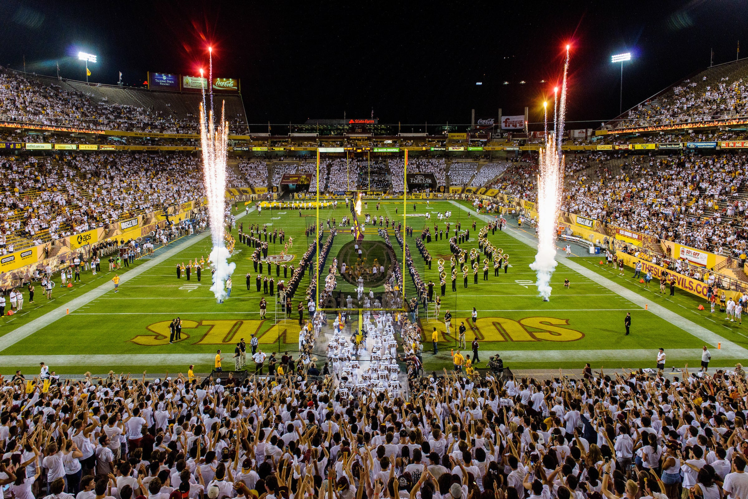 photo of fireworks during ASU football game