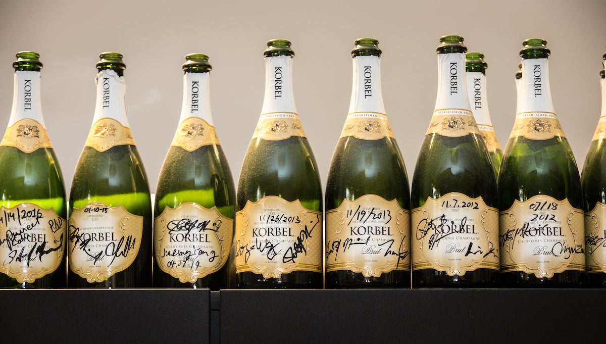 Bottles on top of desk