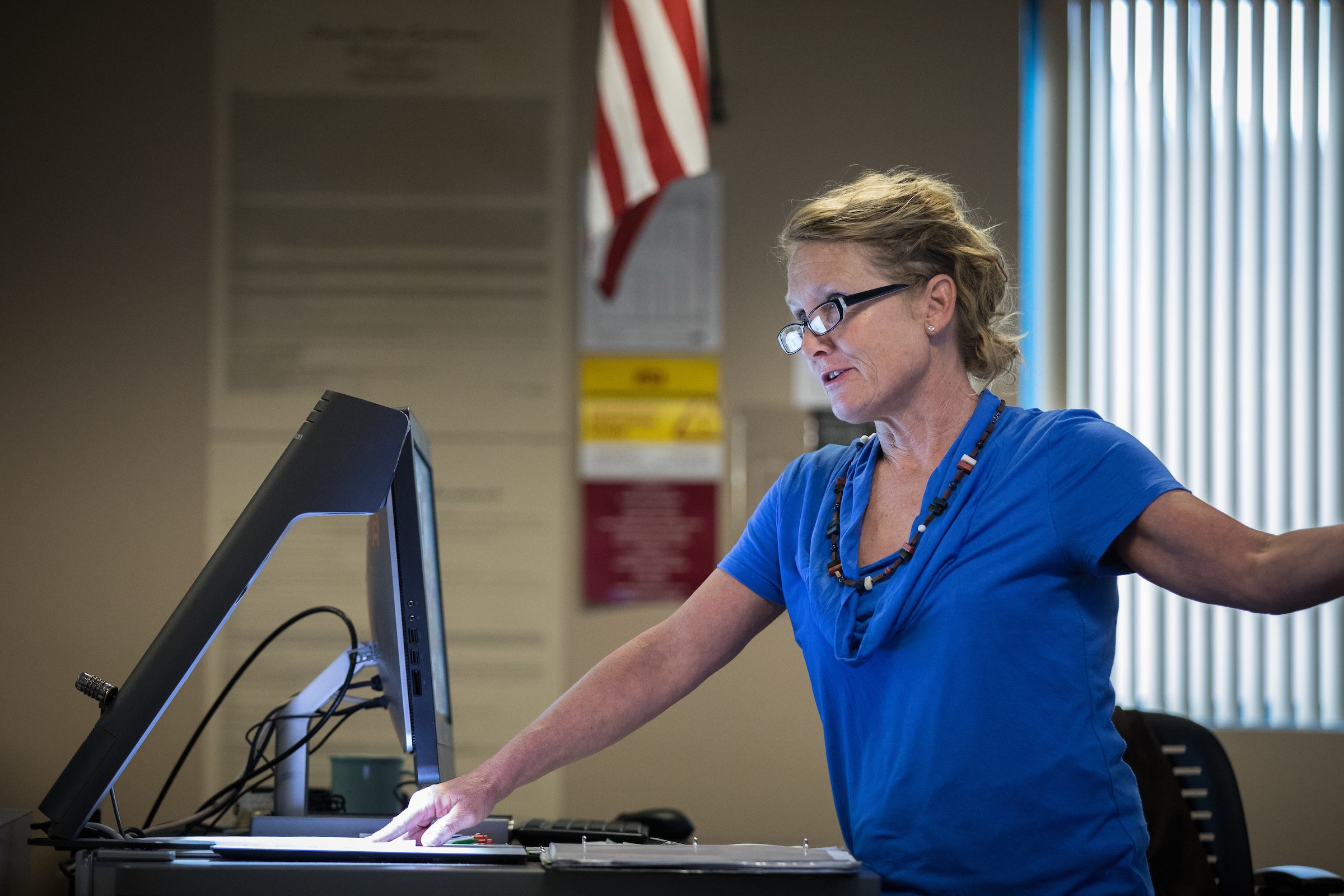 Instructor Elizabeth Ferszt teaches at the front of the class