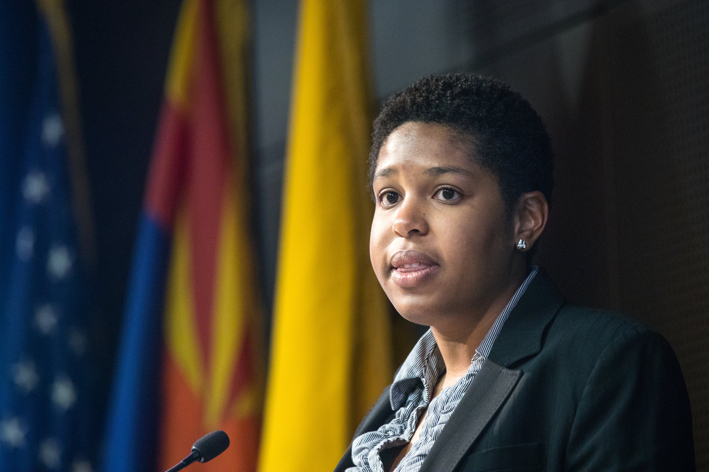 woman speaking at event