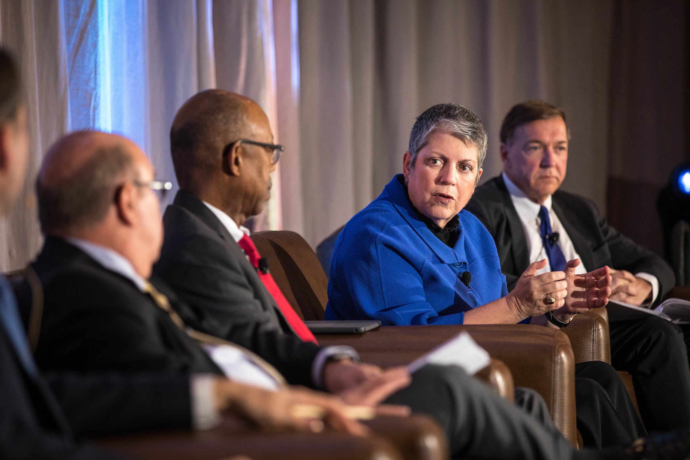 woman speaking on panel