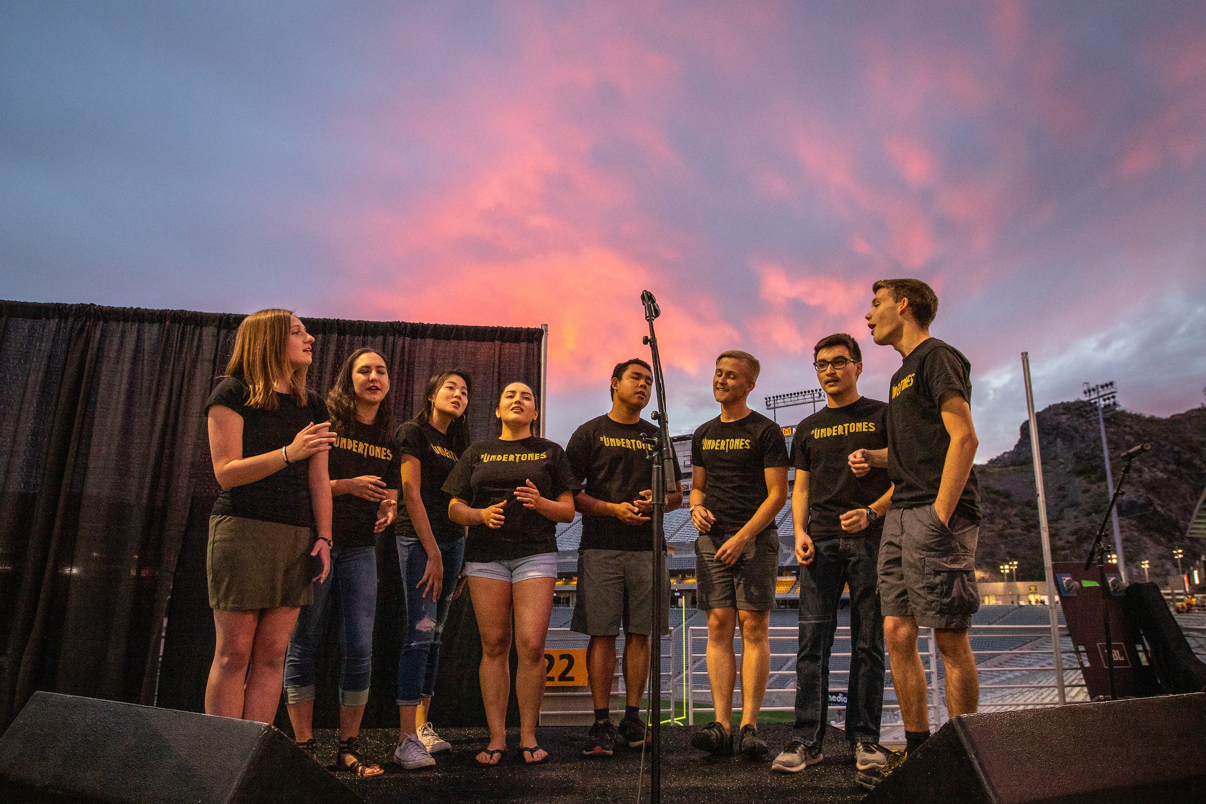 A capella group The Undertones performs