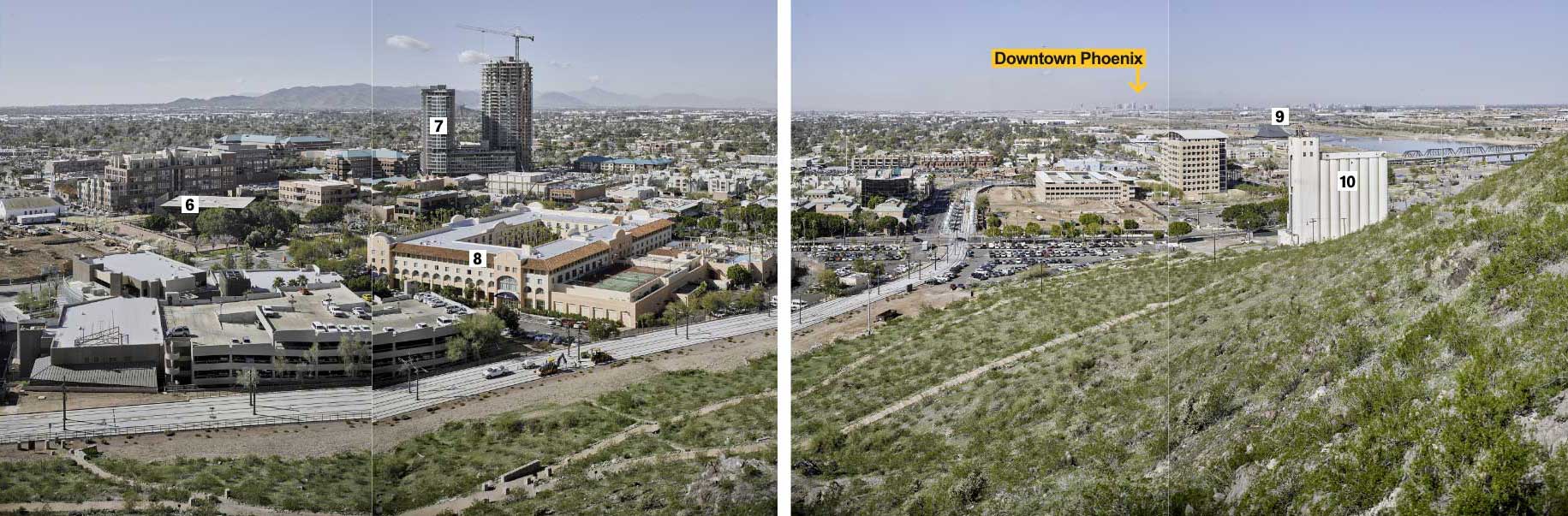 Partial panoramic view of downtown Tempe