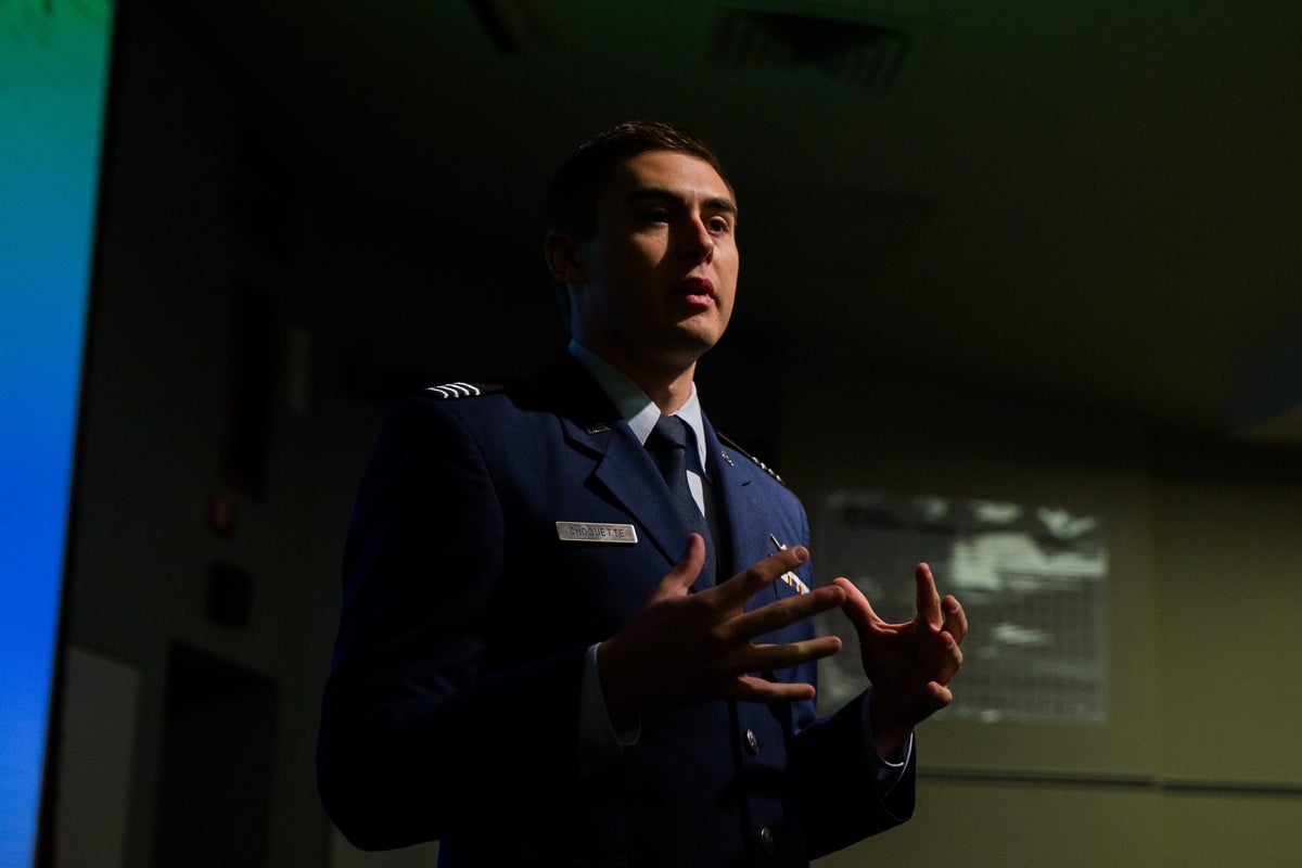 ROTC student giving speech