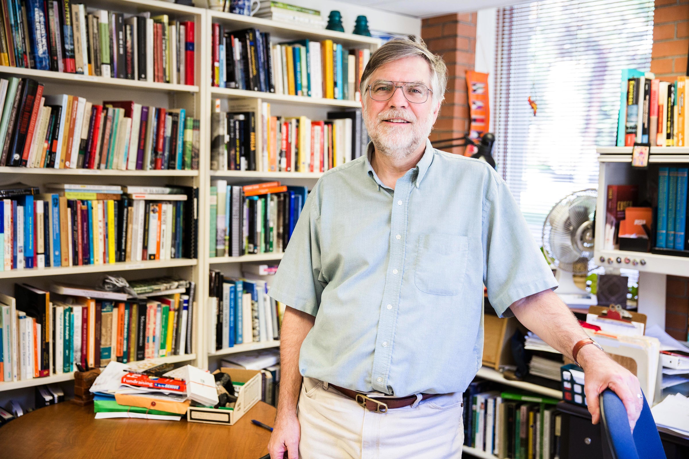 ASU archaeologist Michael Smith in his office in Tempe.