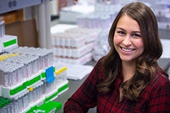 student sitting in lab