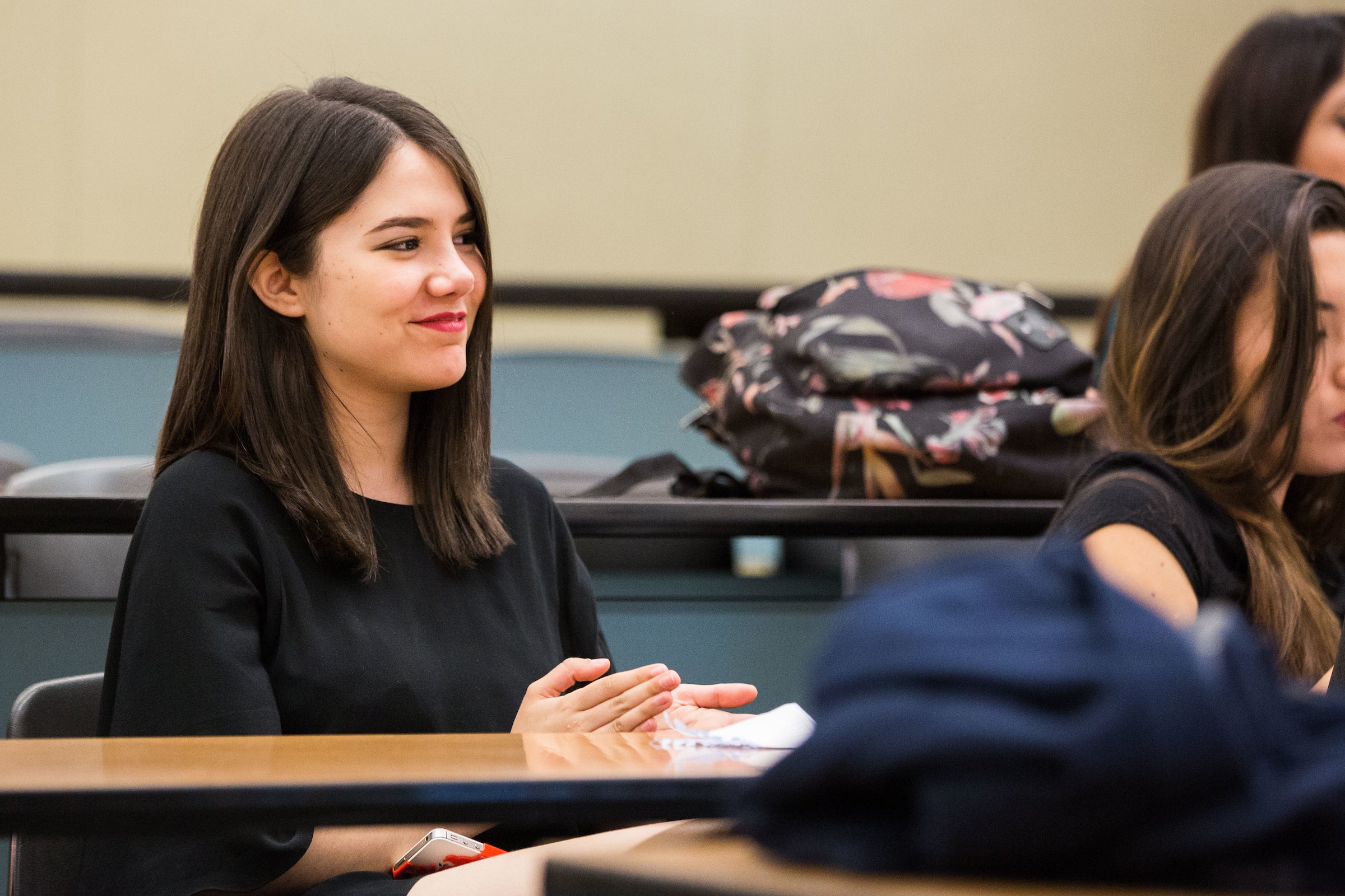 student listening in class