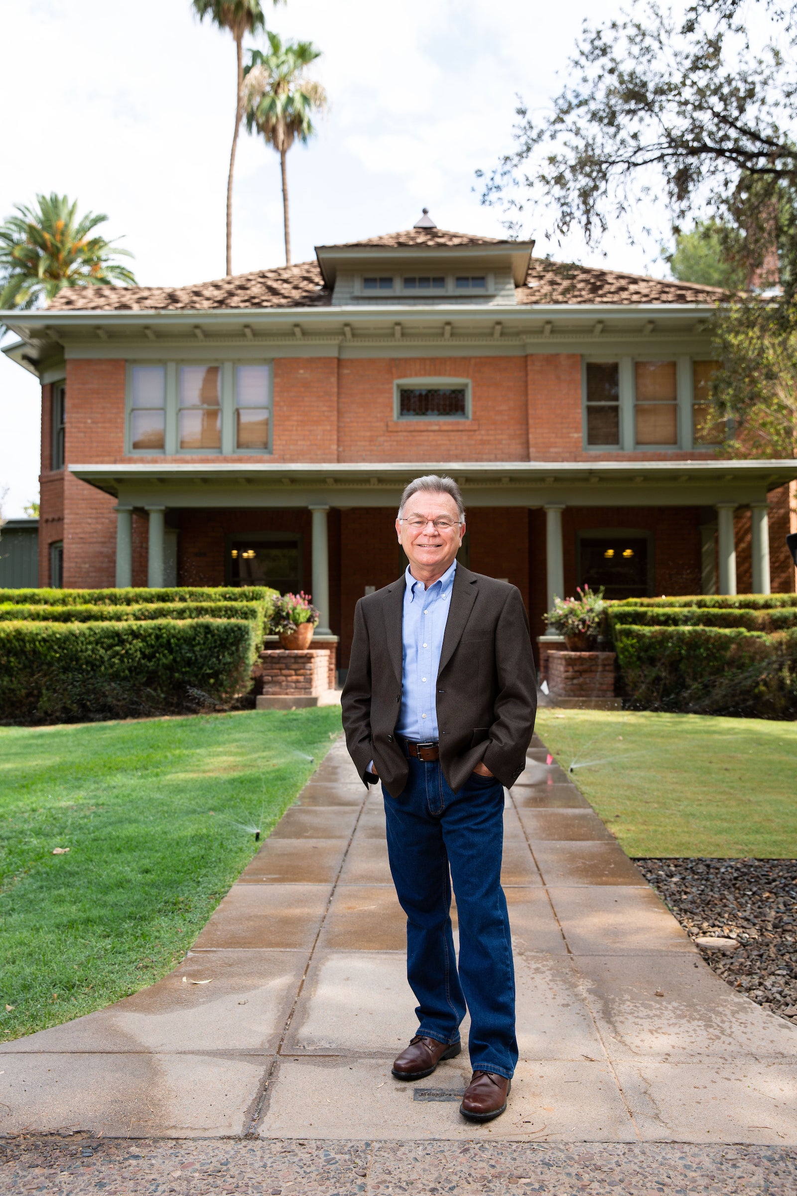 man standing in front of ASU Piper House