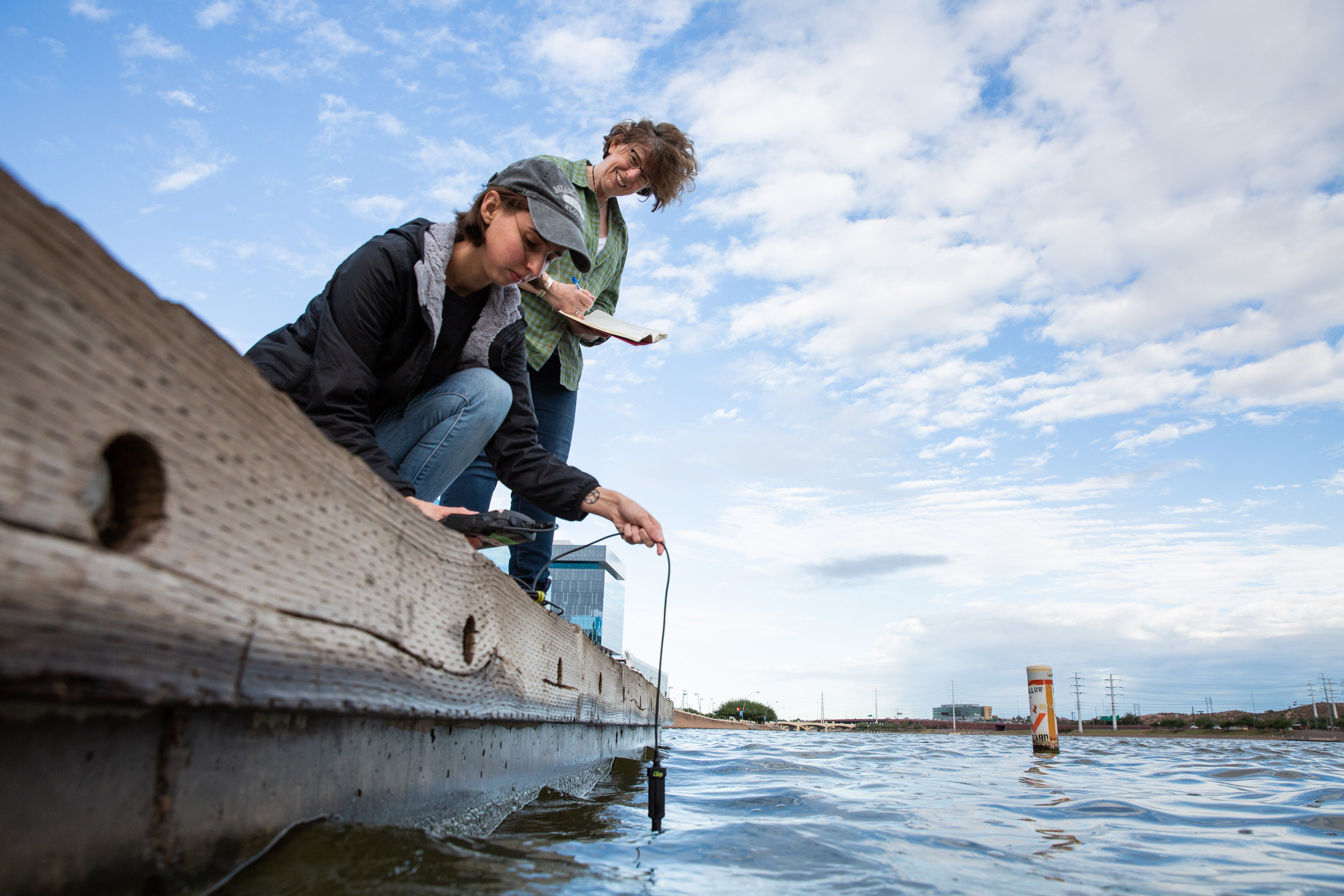 Hilairy measures Tempe Town Lake