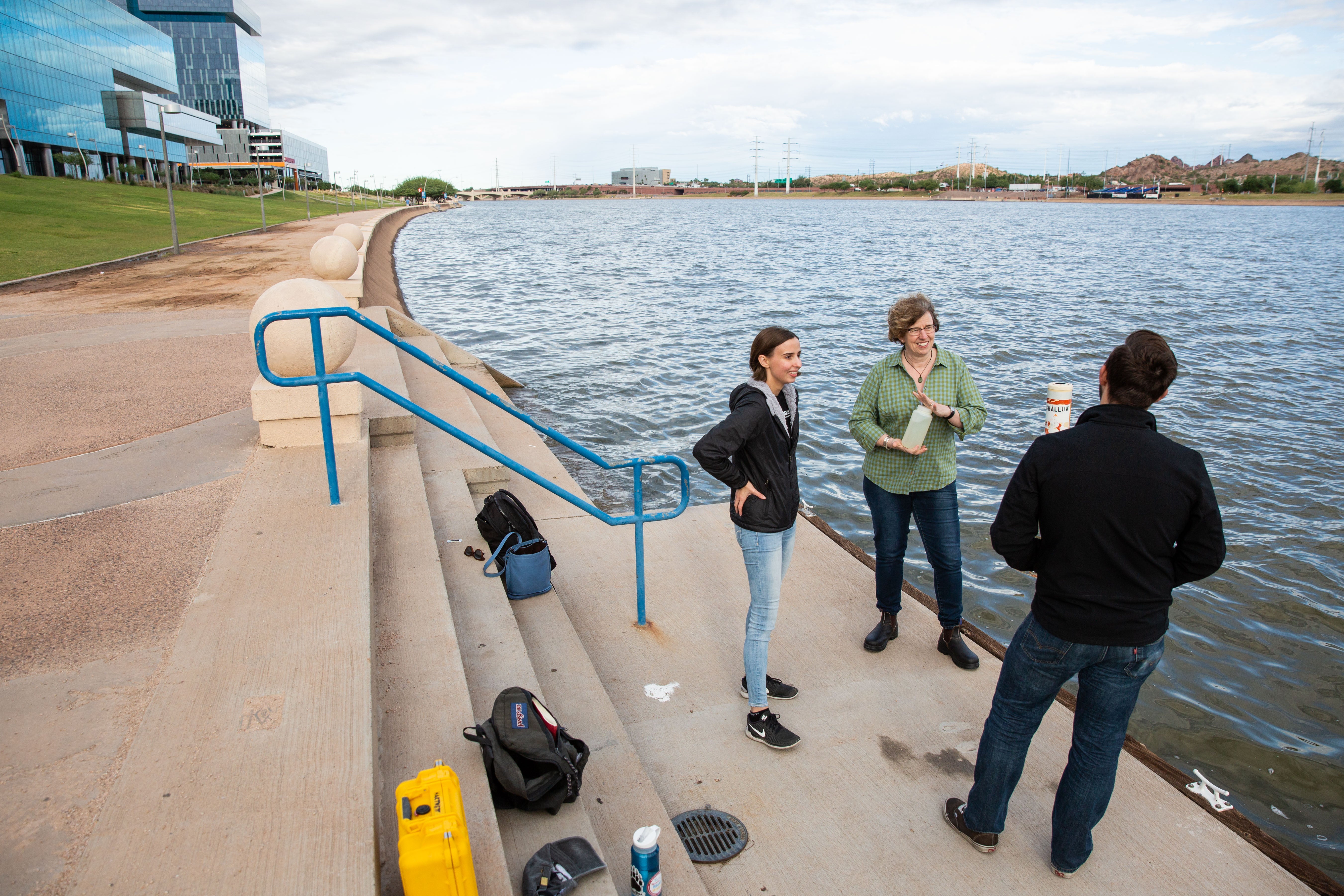 Hilairy measures Tempe Town Lake