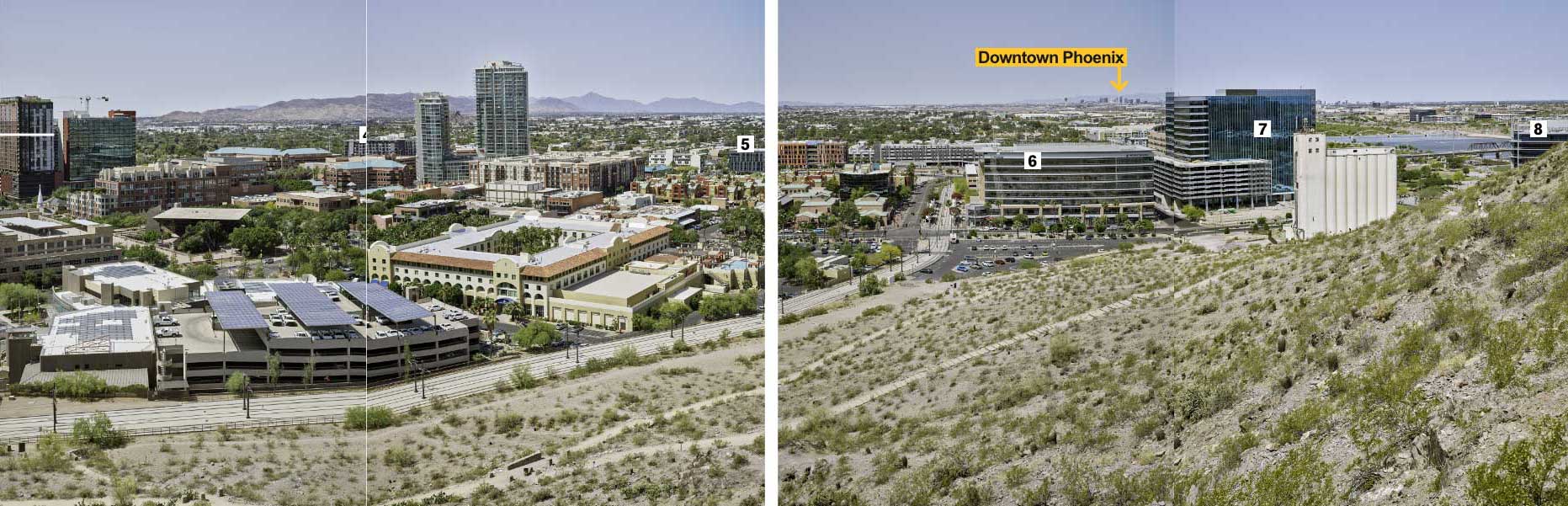 Partial panoramic view of downtown Tempe in 2022