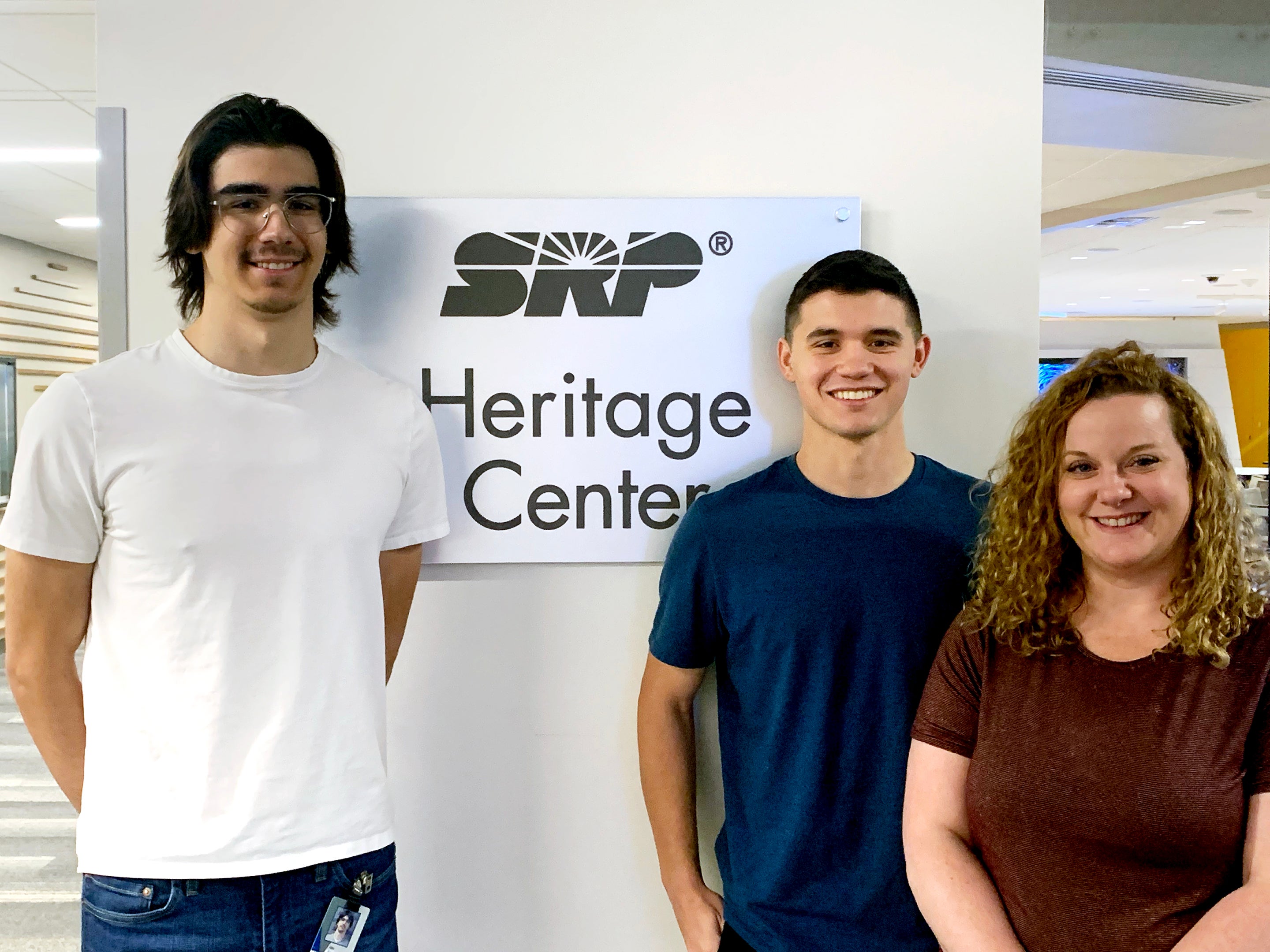 Three students posing for photo in SRP Heritage Center