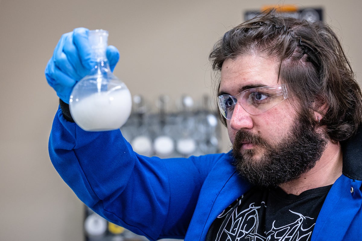 Student in chemistry lab