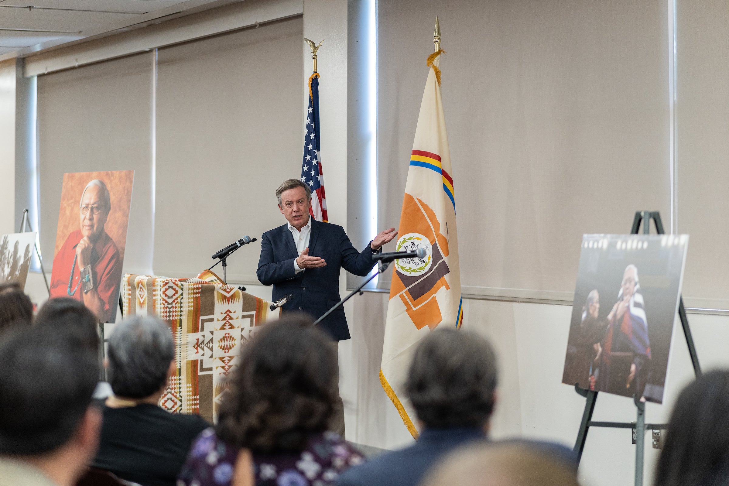 Man speaking at memorial