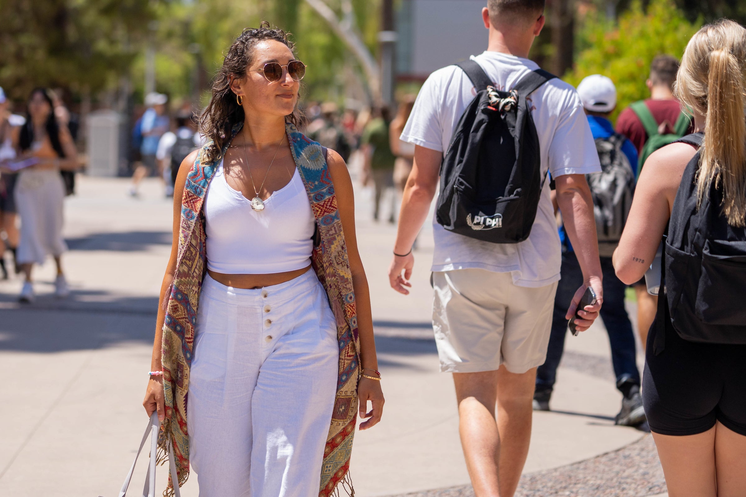 Woman walking on ASU Tempe campus