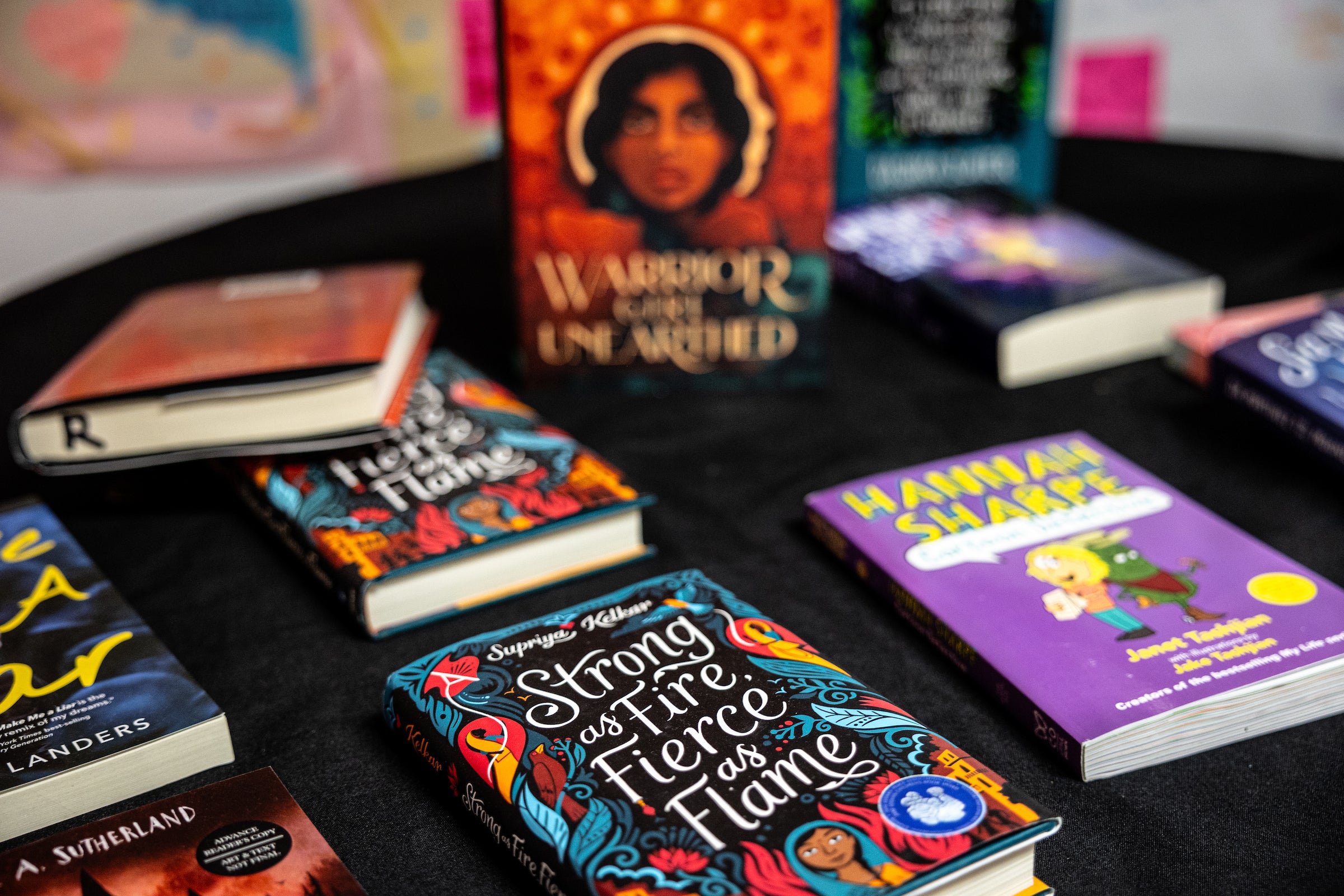 Books laid out on a table