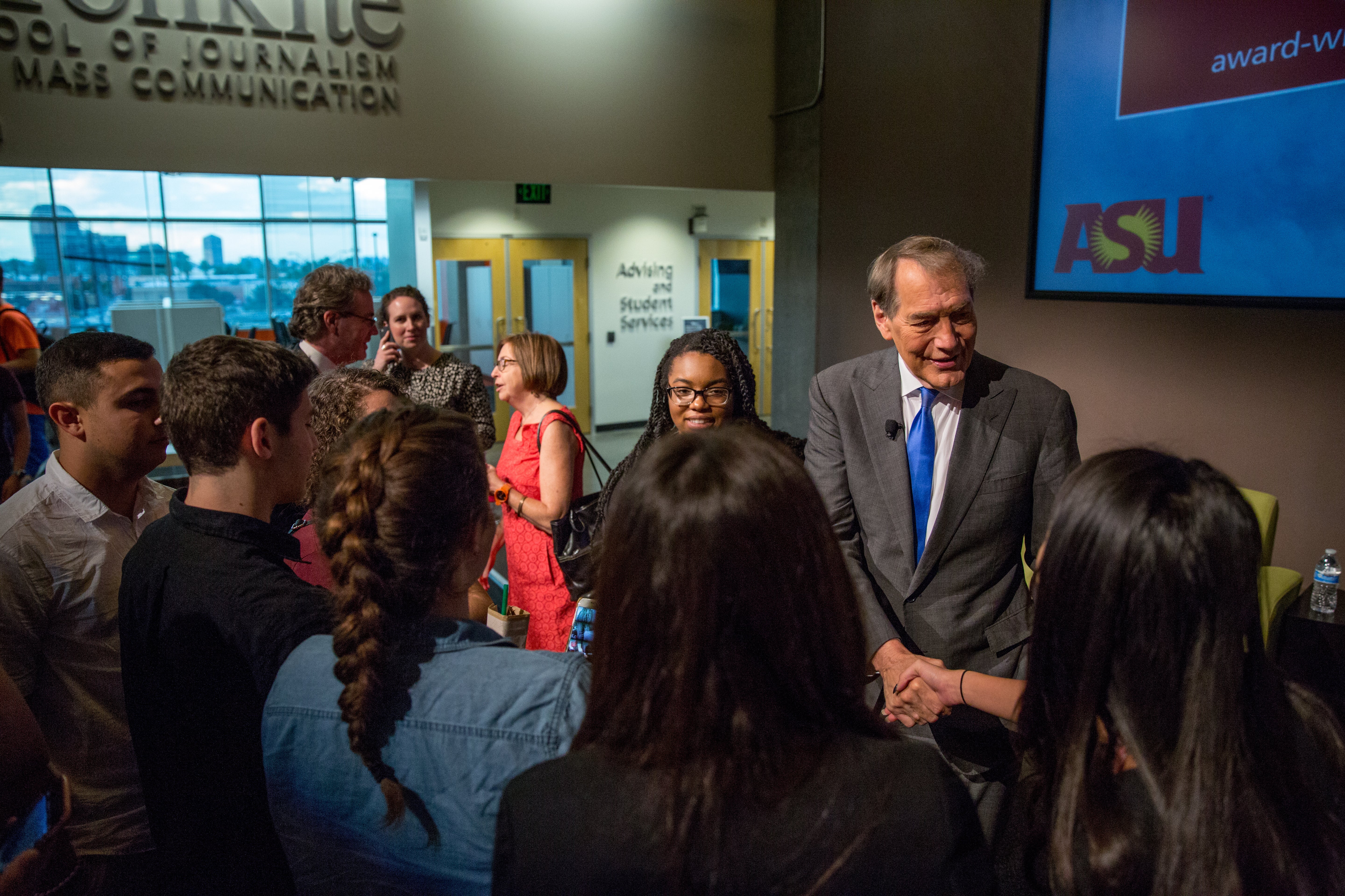 Charlie Rose speaking to ASU students