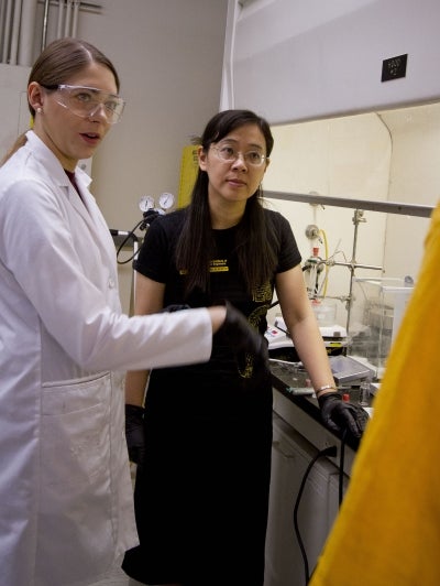 two women in a lab