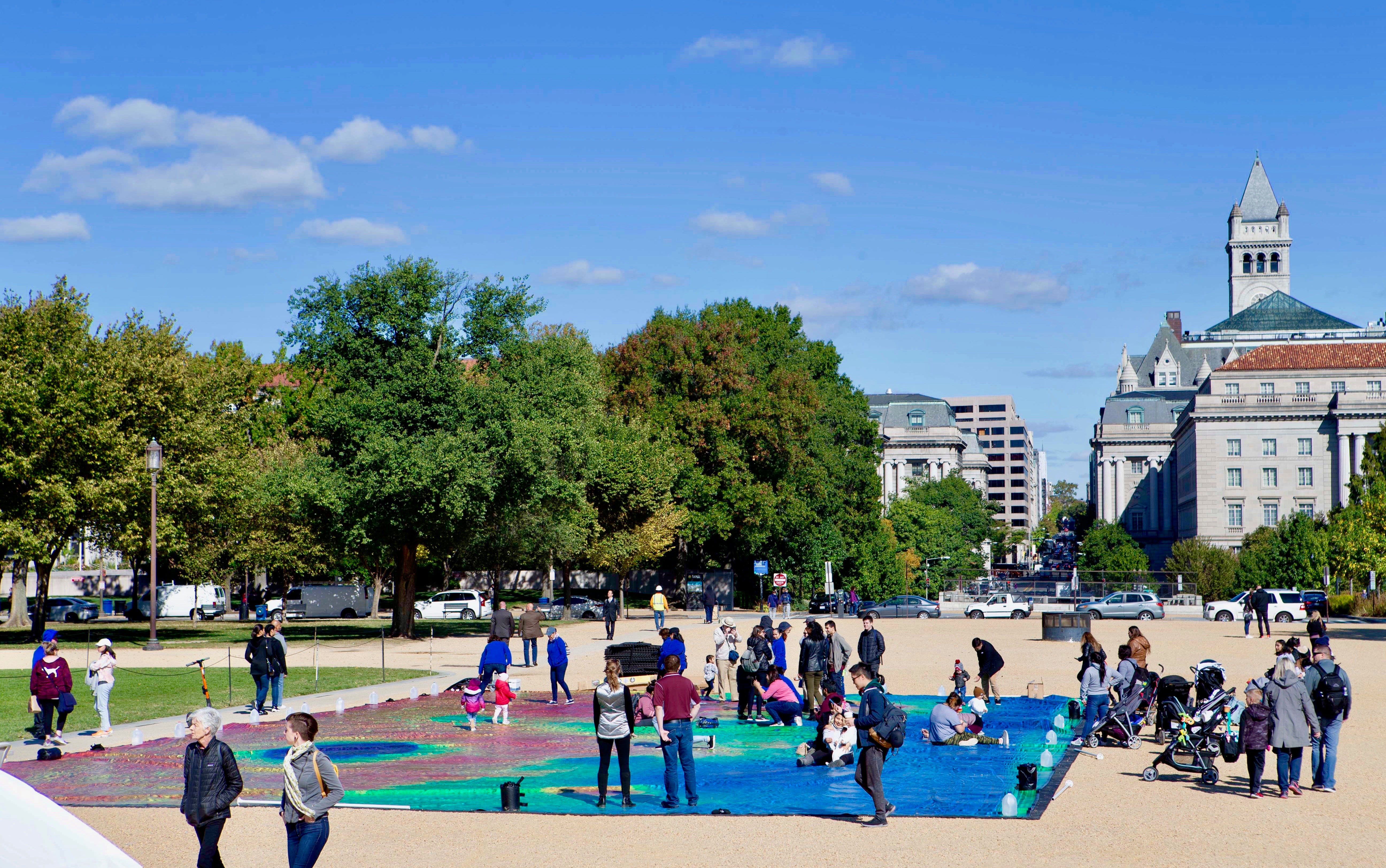 Visitors walk on giant map of Mars on the National Mall