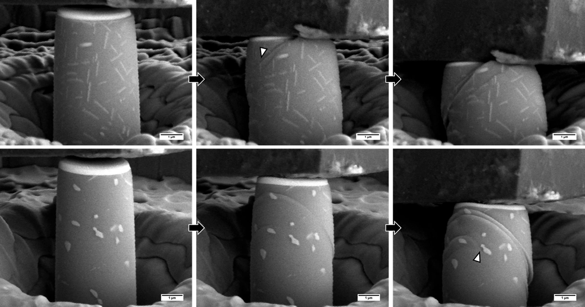 An example of in situ imaging of the deformation of a small piece of aluminum-copper alloy over time. 