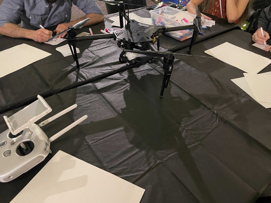 Participants design future drones during a workshop