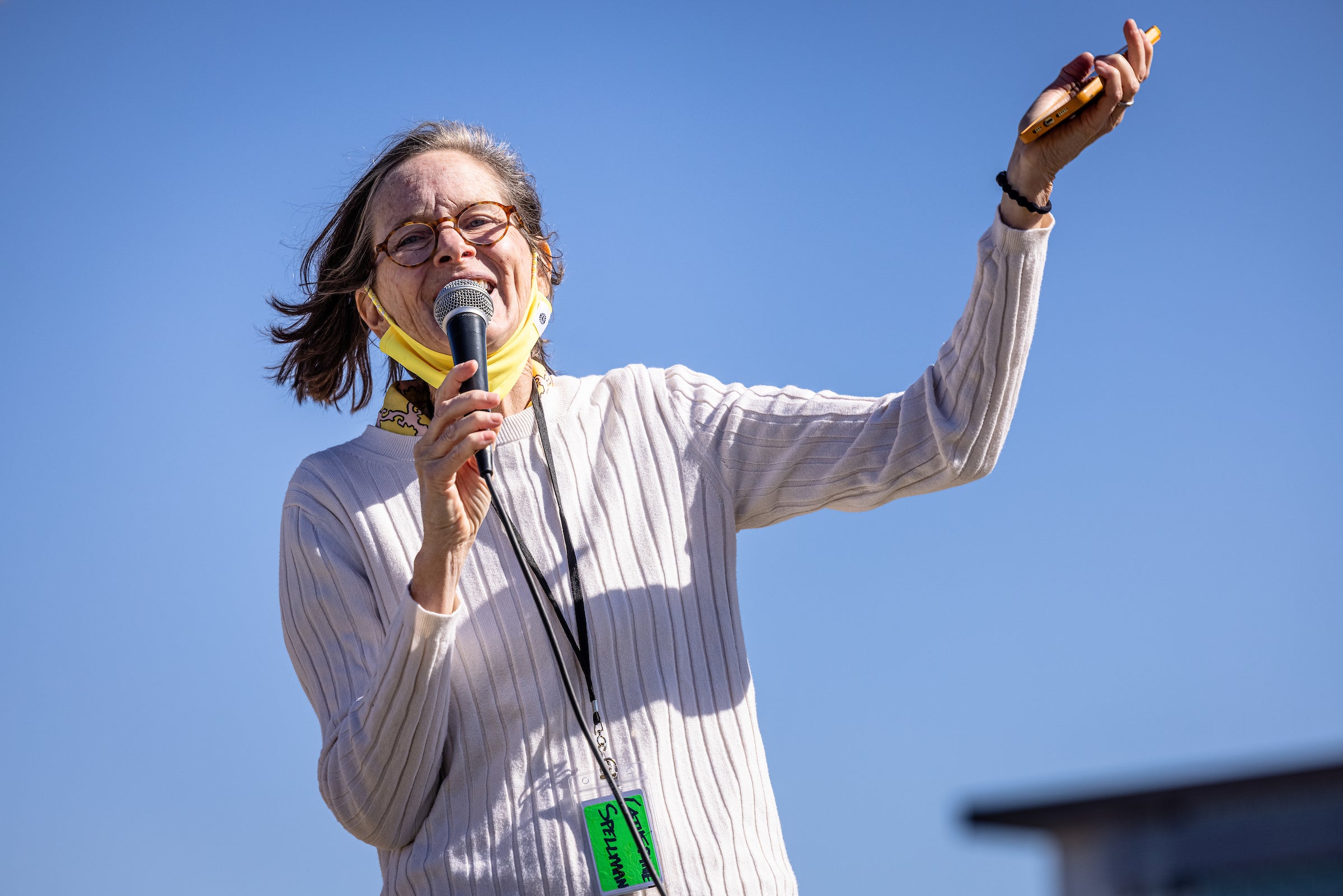 ASU Professor of architecure Catherine Spellman speaking into a microphone.