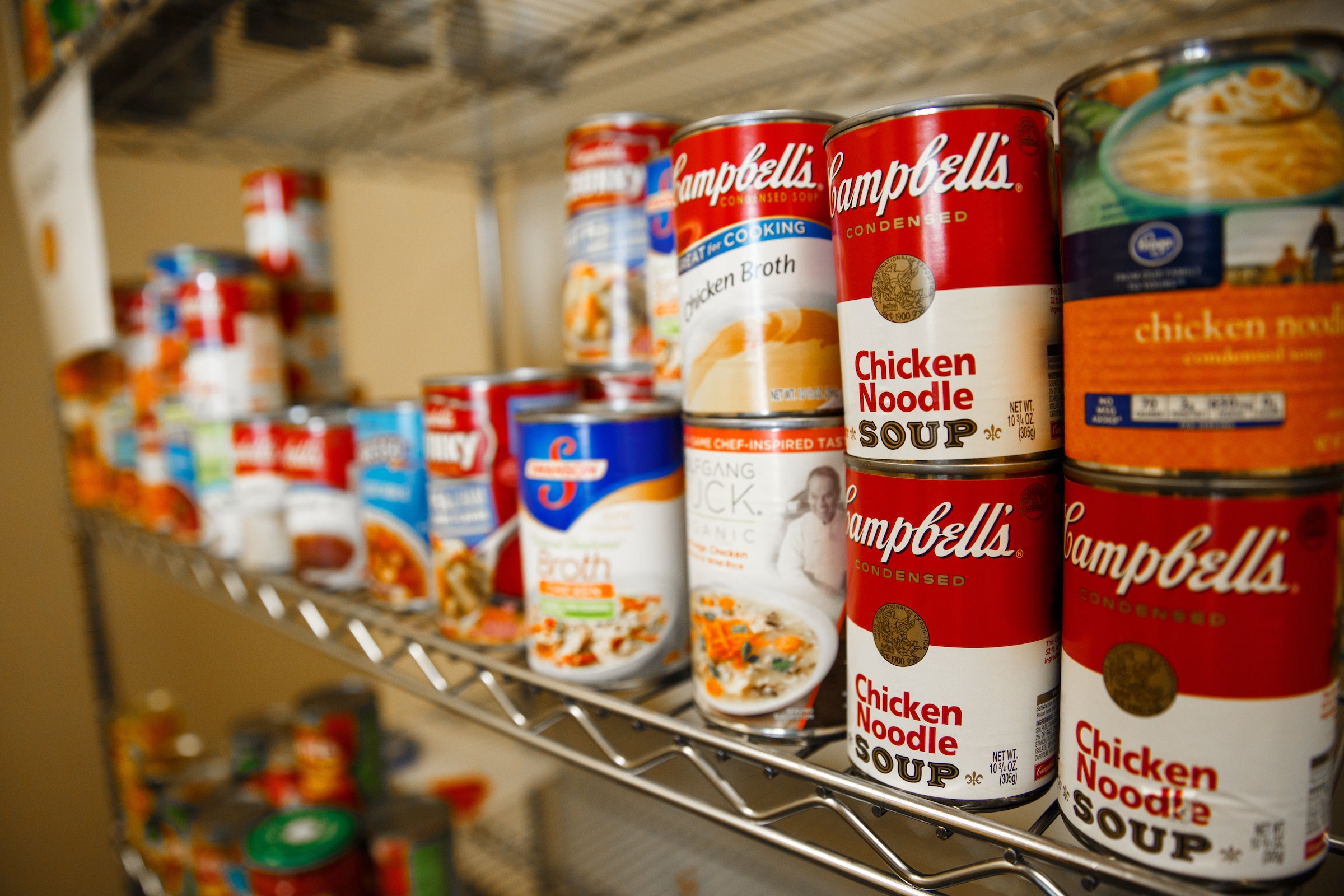 canned foods on a shelf