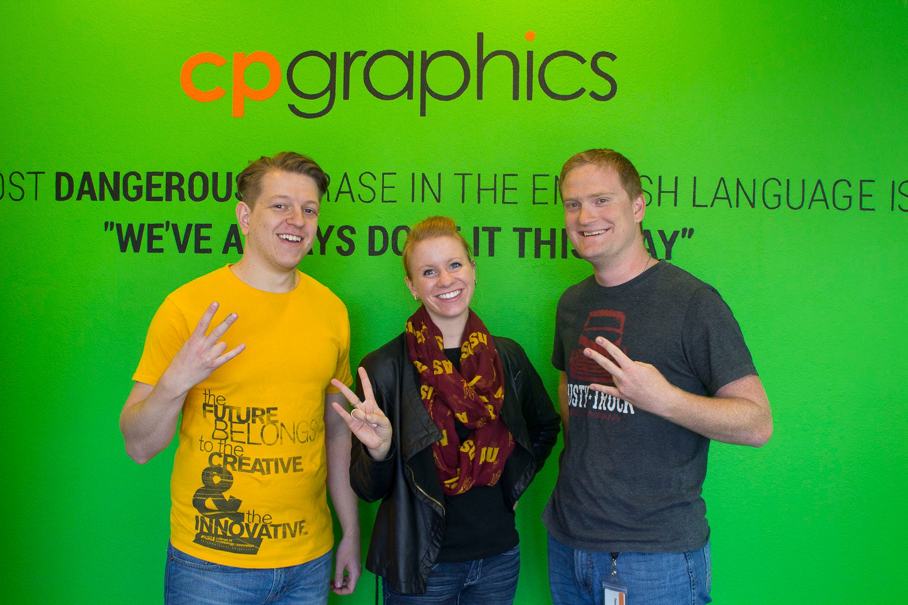 Three ASU alums at CP Graphics in Tucson.