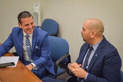 Marcelino Quiñonez and Matthew Sotelo at a Males in Higher Education meeting