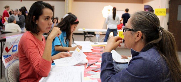 Araceli volunteering at citizenship fair