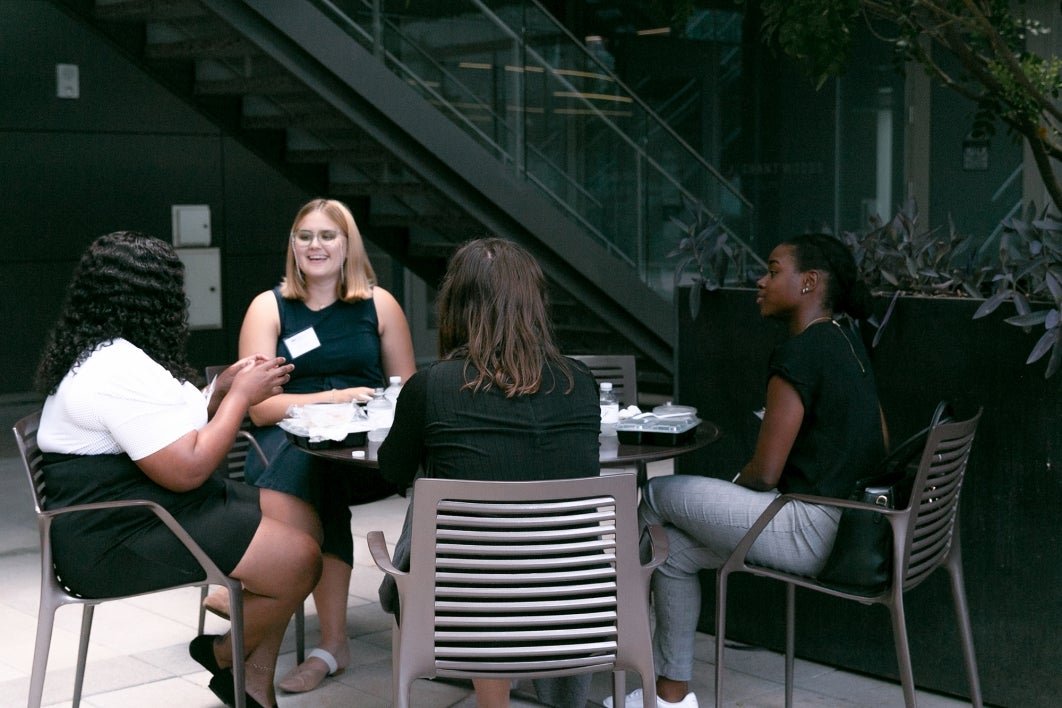 Photo of ASU Law students breaking for lunch during the first day of the Advance Program workshop