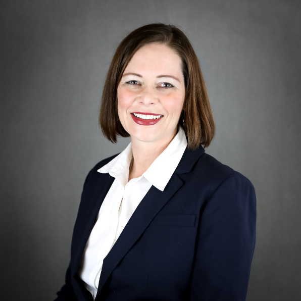 Woman in blue blazer