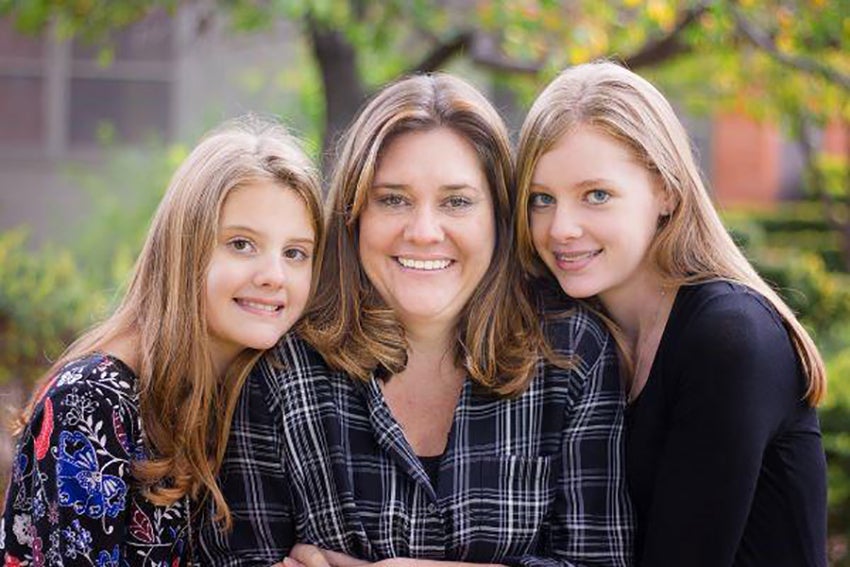 woman with her two children