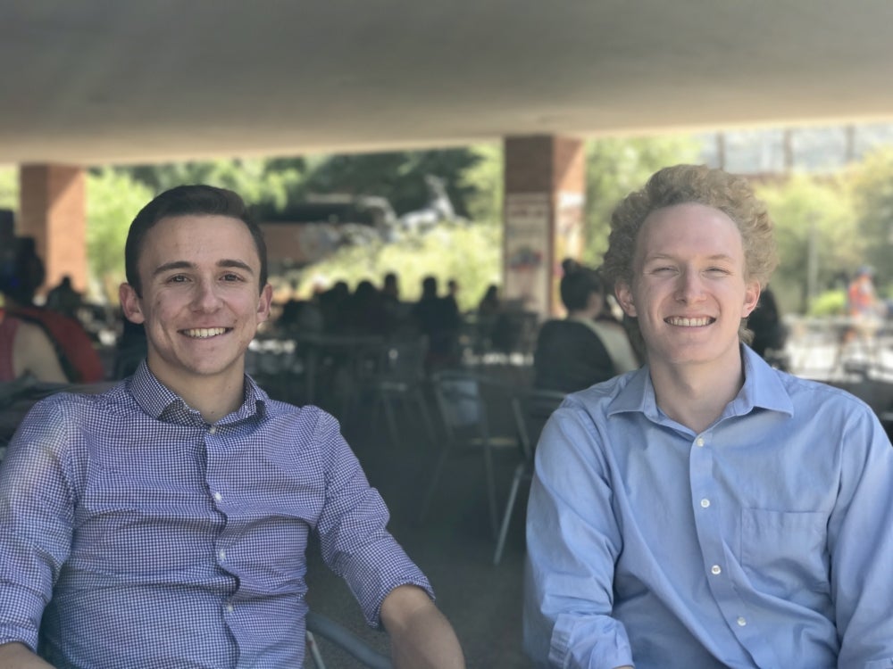 Cofounders of AirGarage: physics and economics major Jonathon Barkl and computer science major Scott Fitsimones