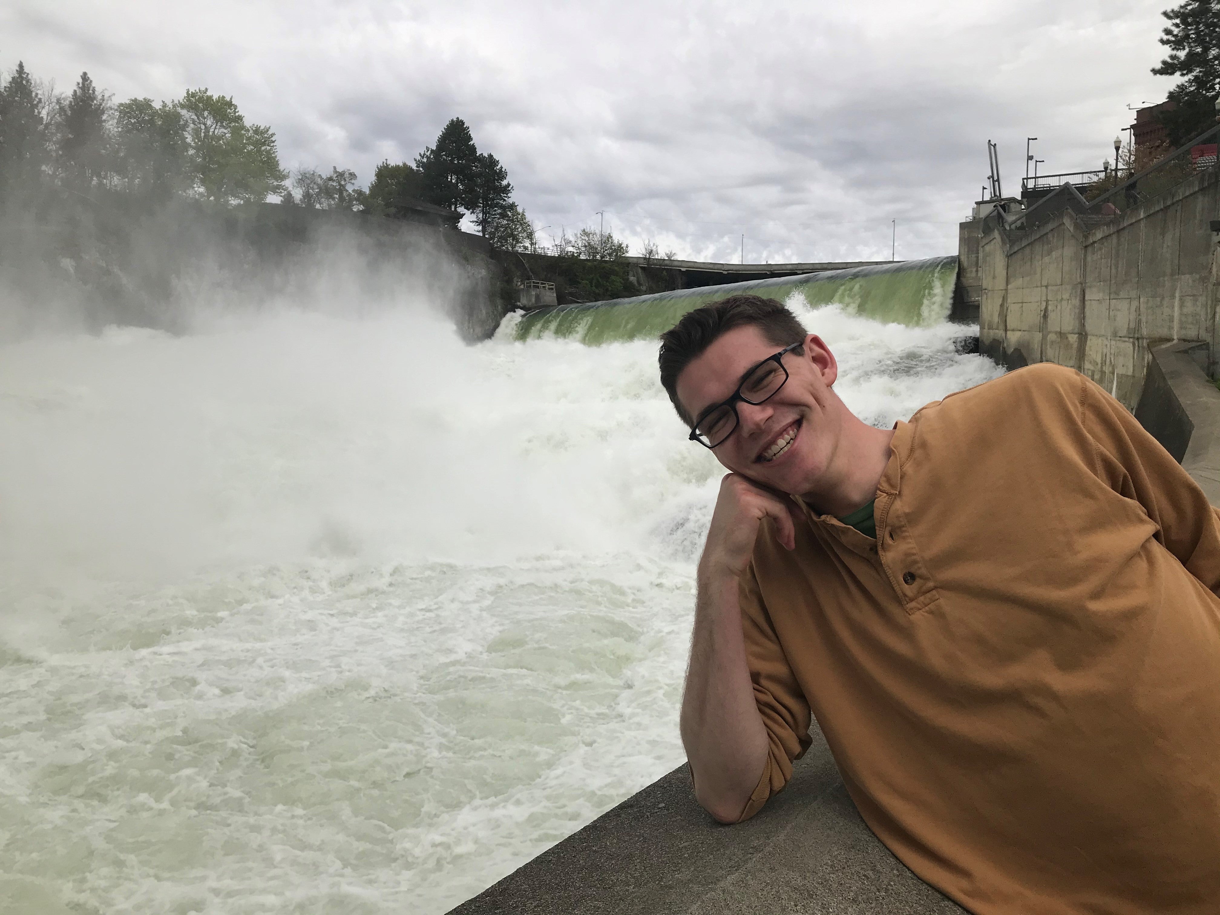 Courtesy photo of graduating ASU student Dakota Lovins at Spokane Falls, Washington.