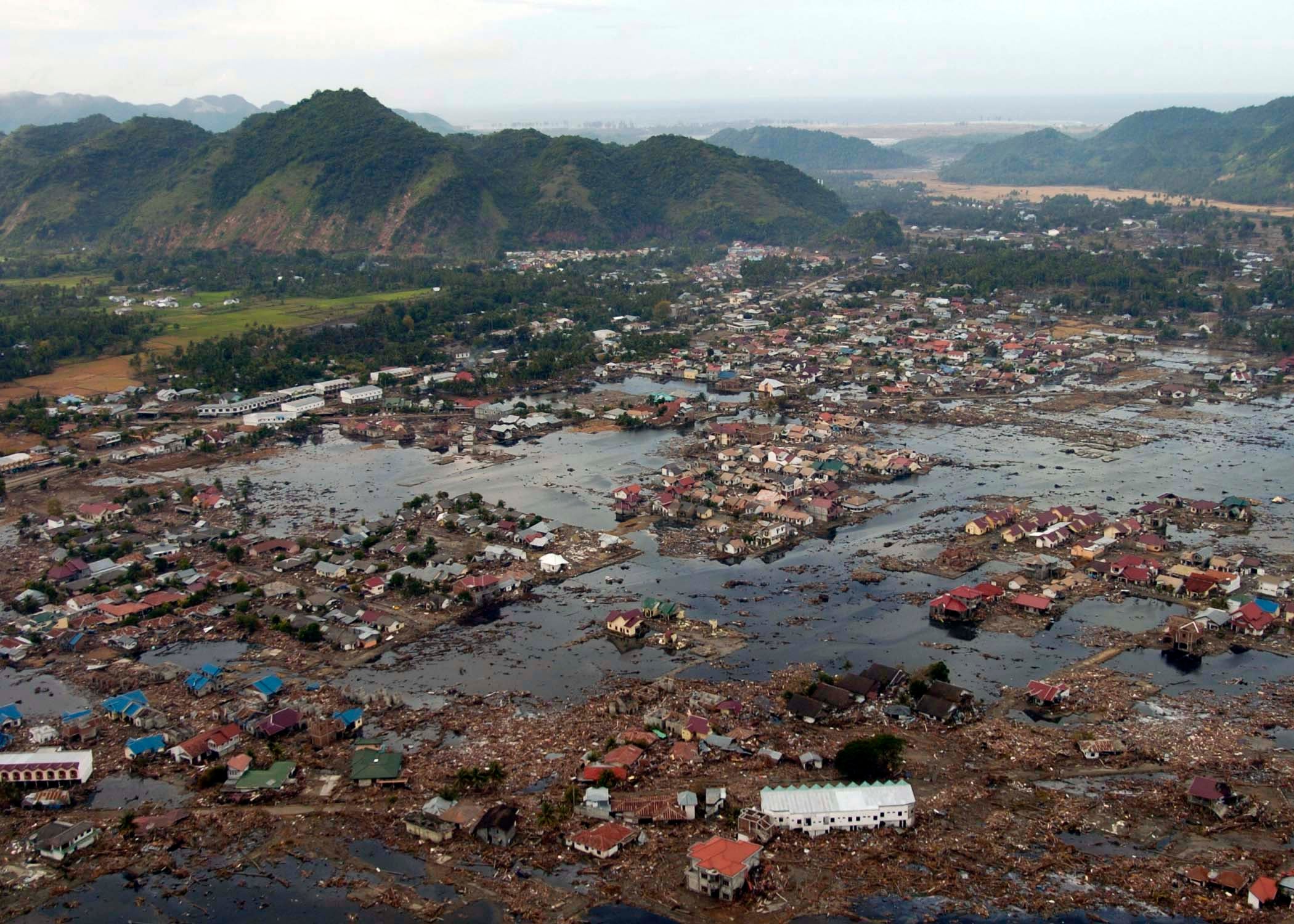 Houses devastated by floods