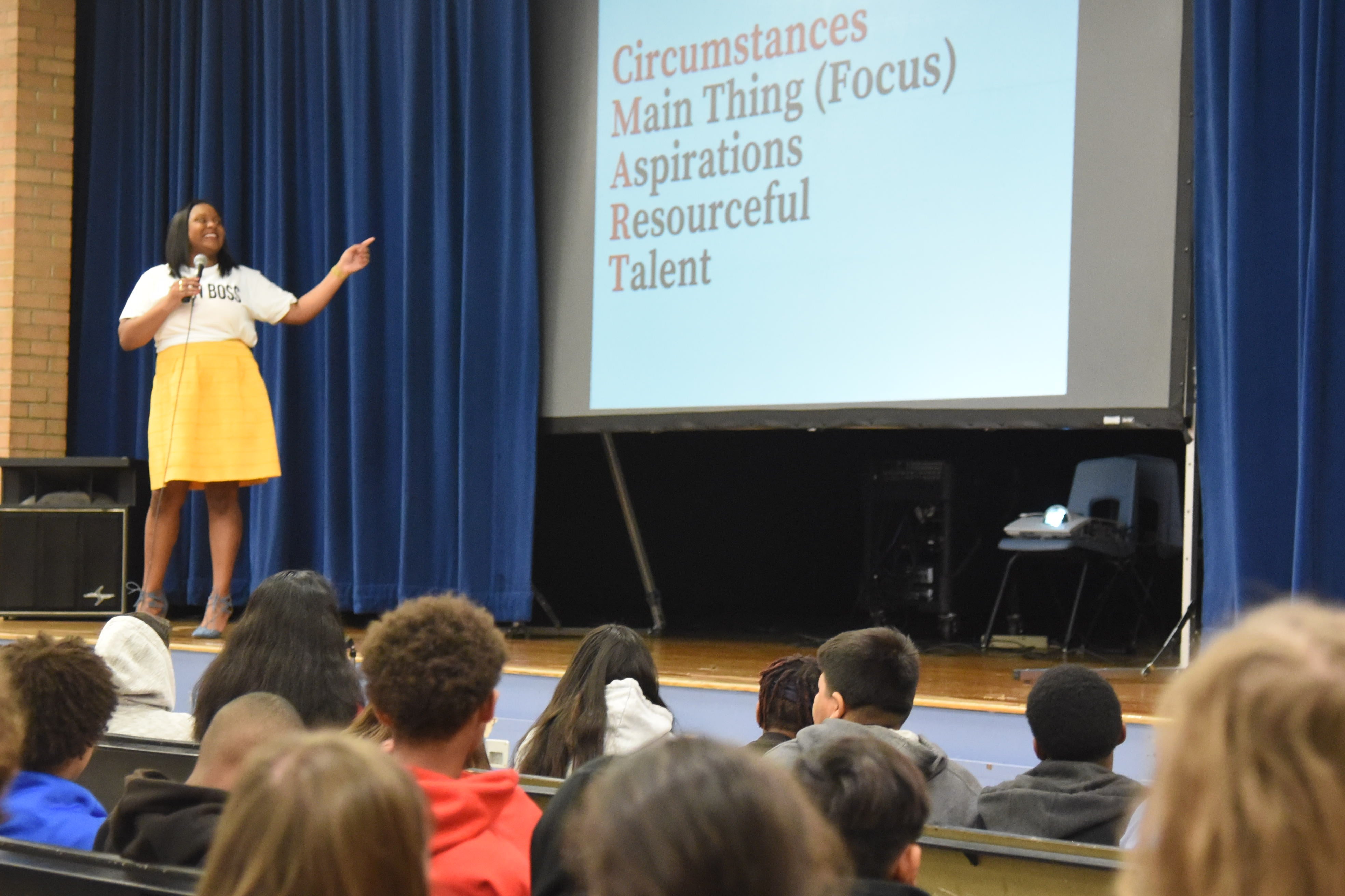 Mona Dixon presents to students