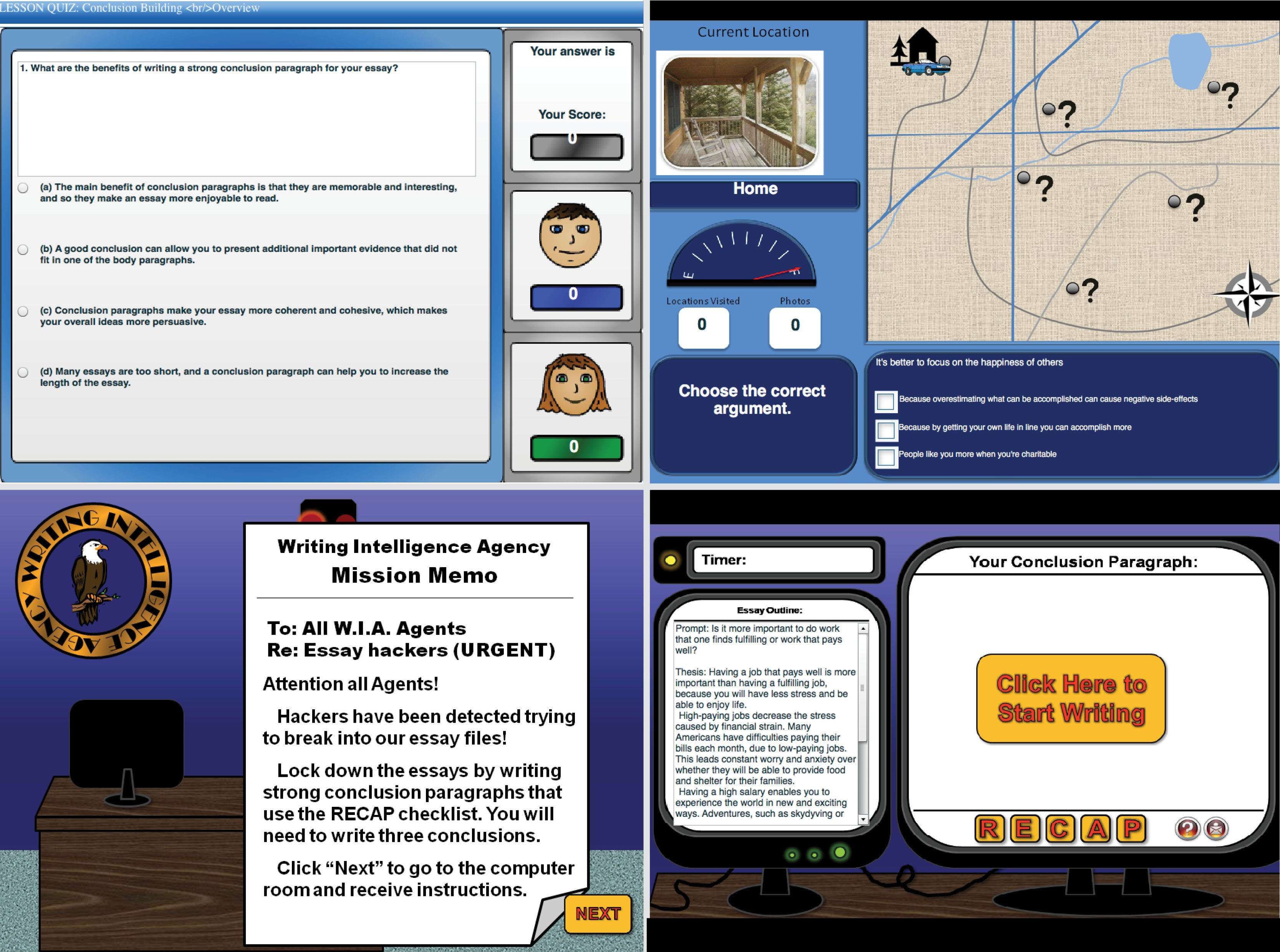 screenshot of reading game