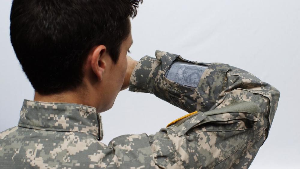 Flexible display in Army jacket