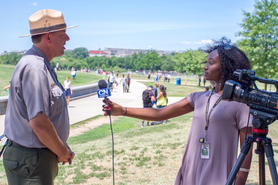 ASU student journalist Noelle Lilley at work in Washington