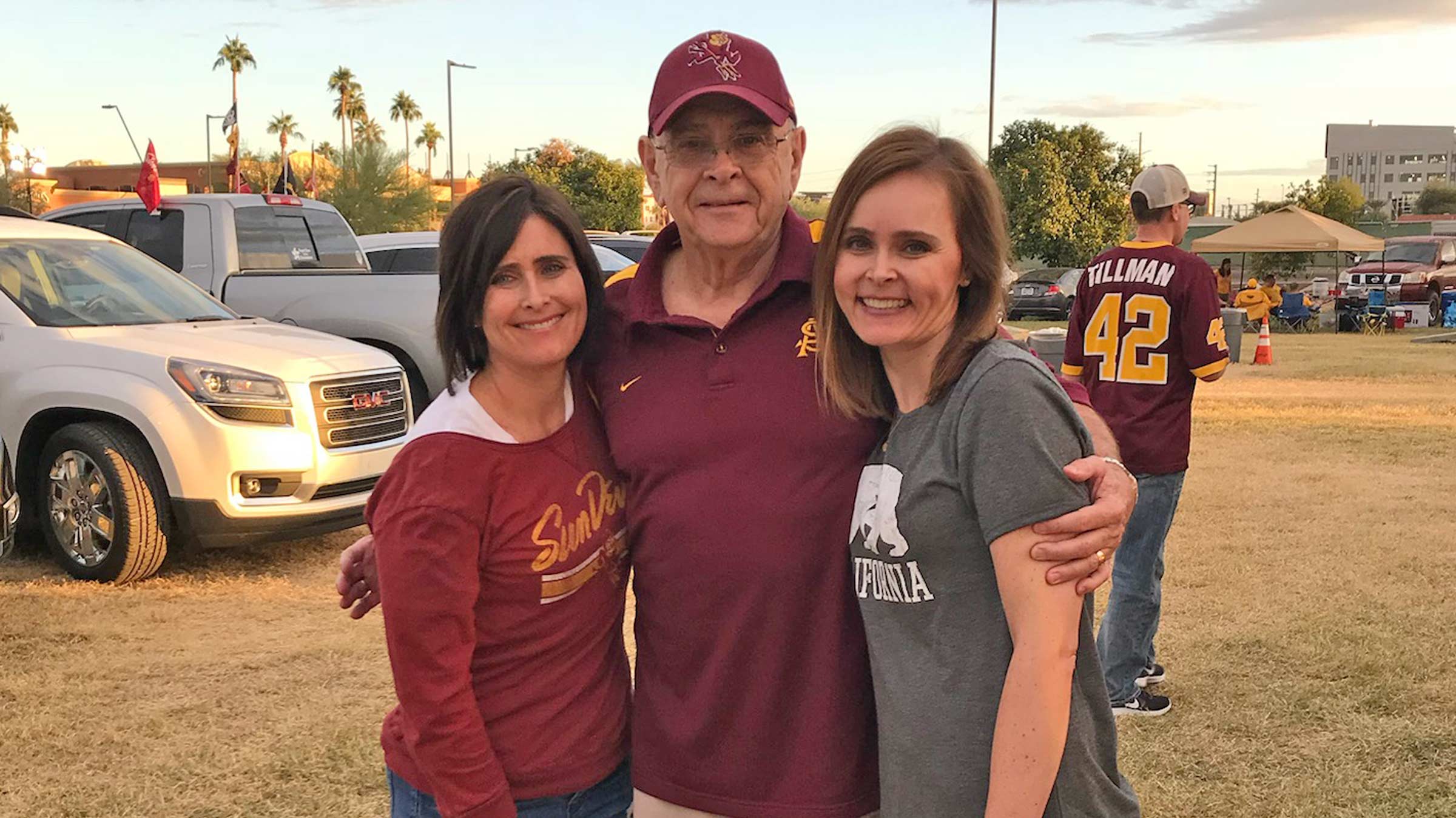 ASU alum George J. Graef Jr. with daughters and ASU graduates Jill and Julie