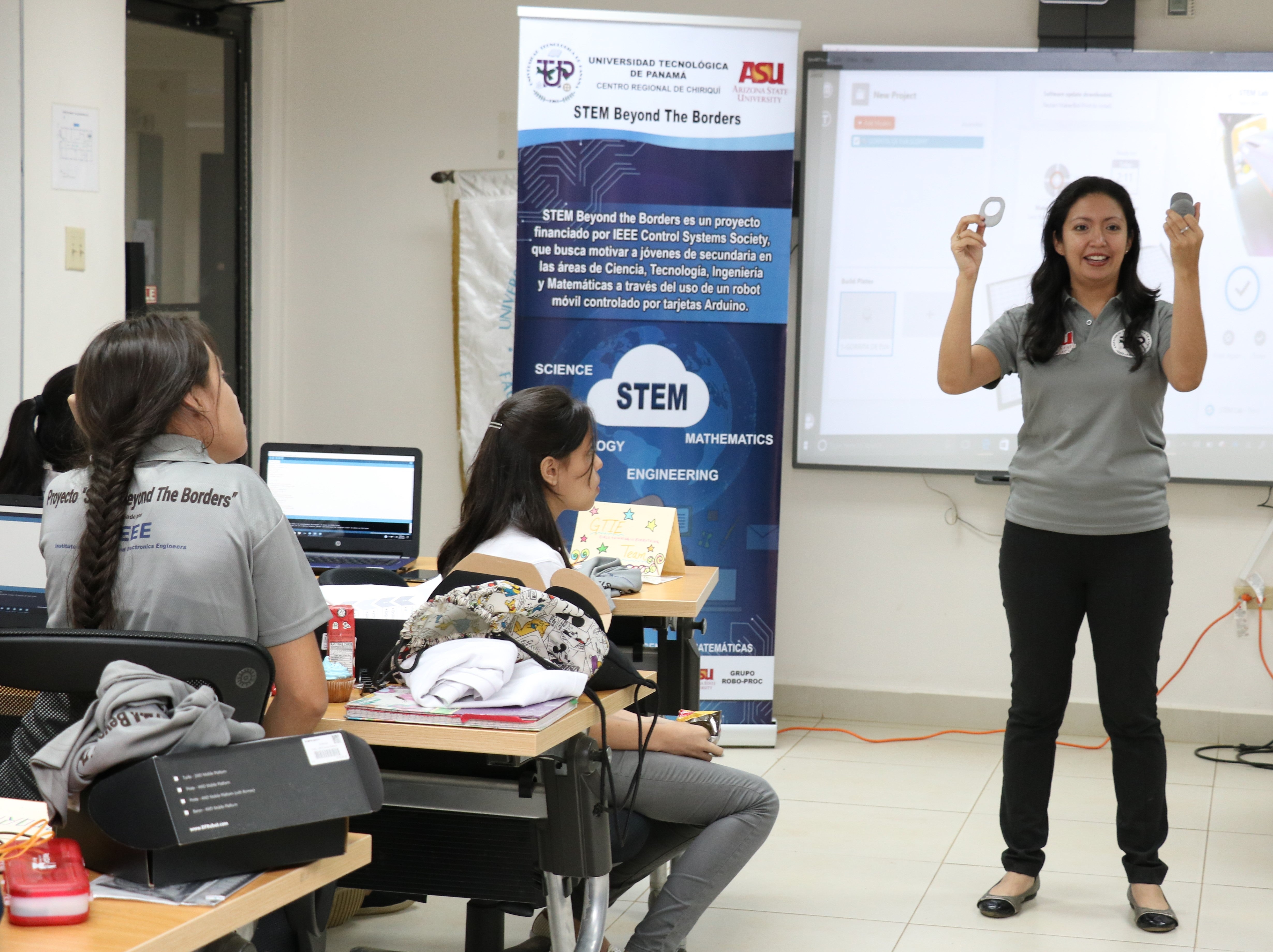 Victoria Serrano teaches young students engineering concepts through an Engineering Projects in Community Service, or EPICS, project she oversees called STEM Beyond the Borders. 