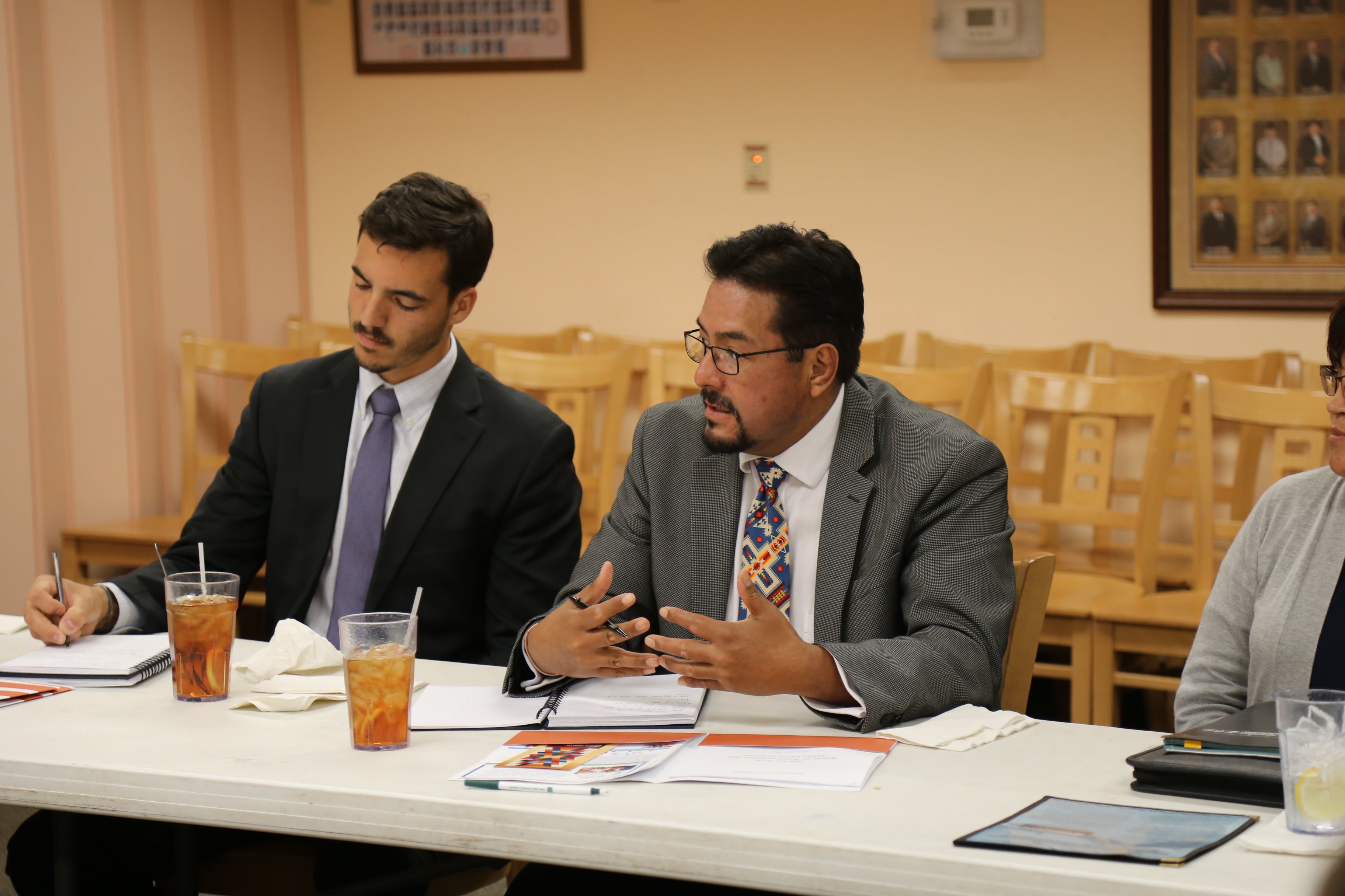 Two men at table