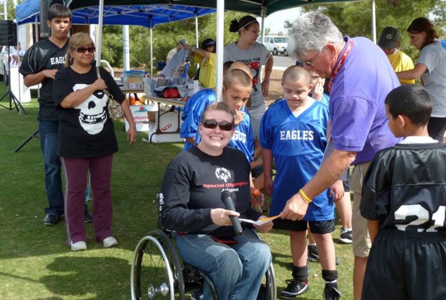 Jaime Heckerman at a Special Olympics flag football game