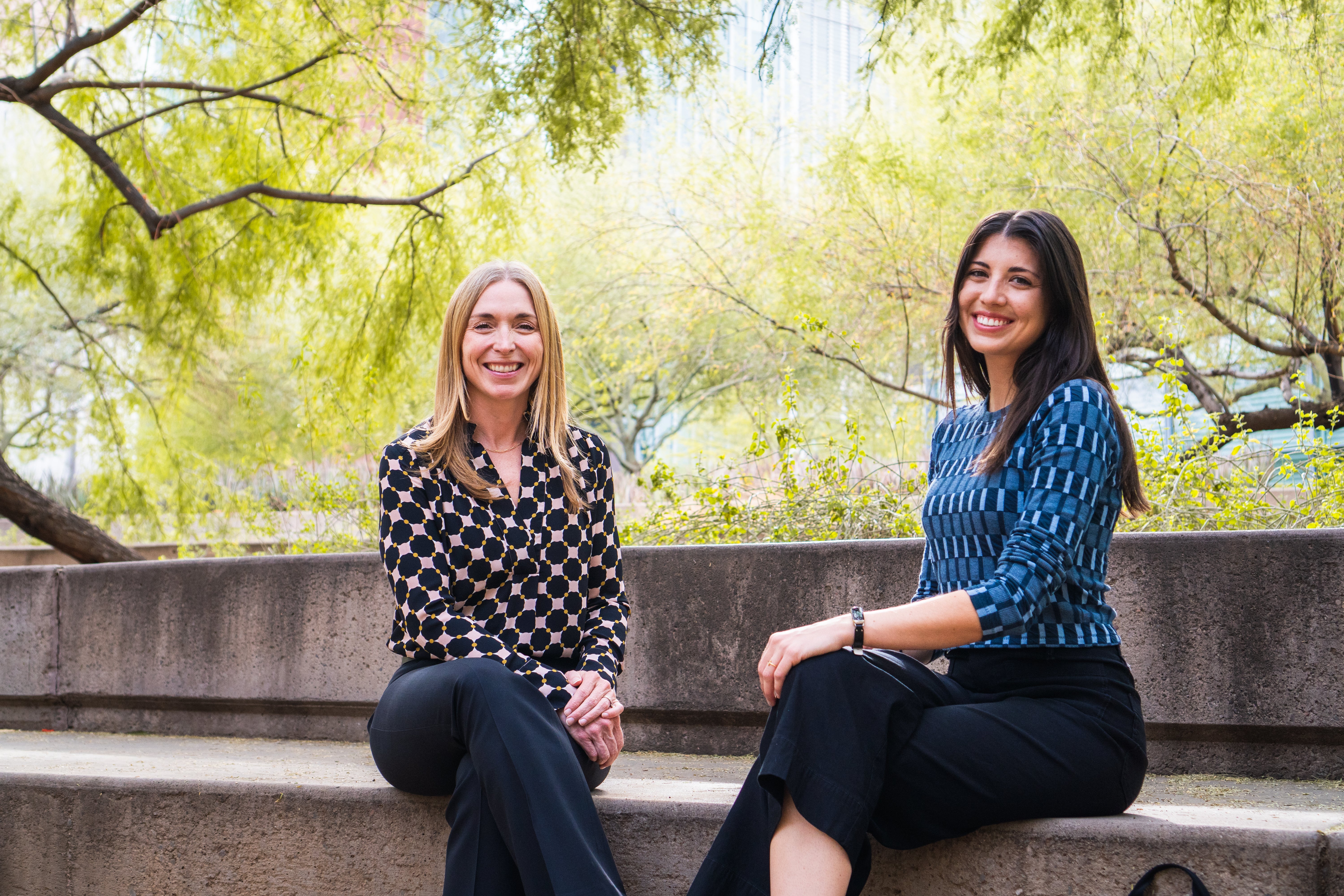 Graduate student Jeri Sasser with her faculty mentor, Professor Leah Doane on ASU’s Tempe campus.