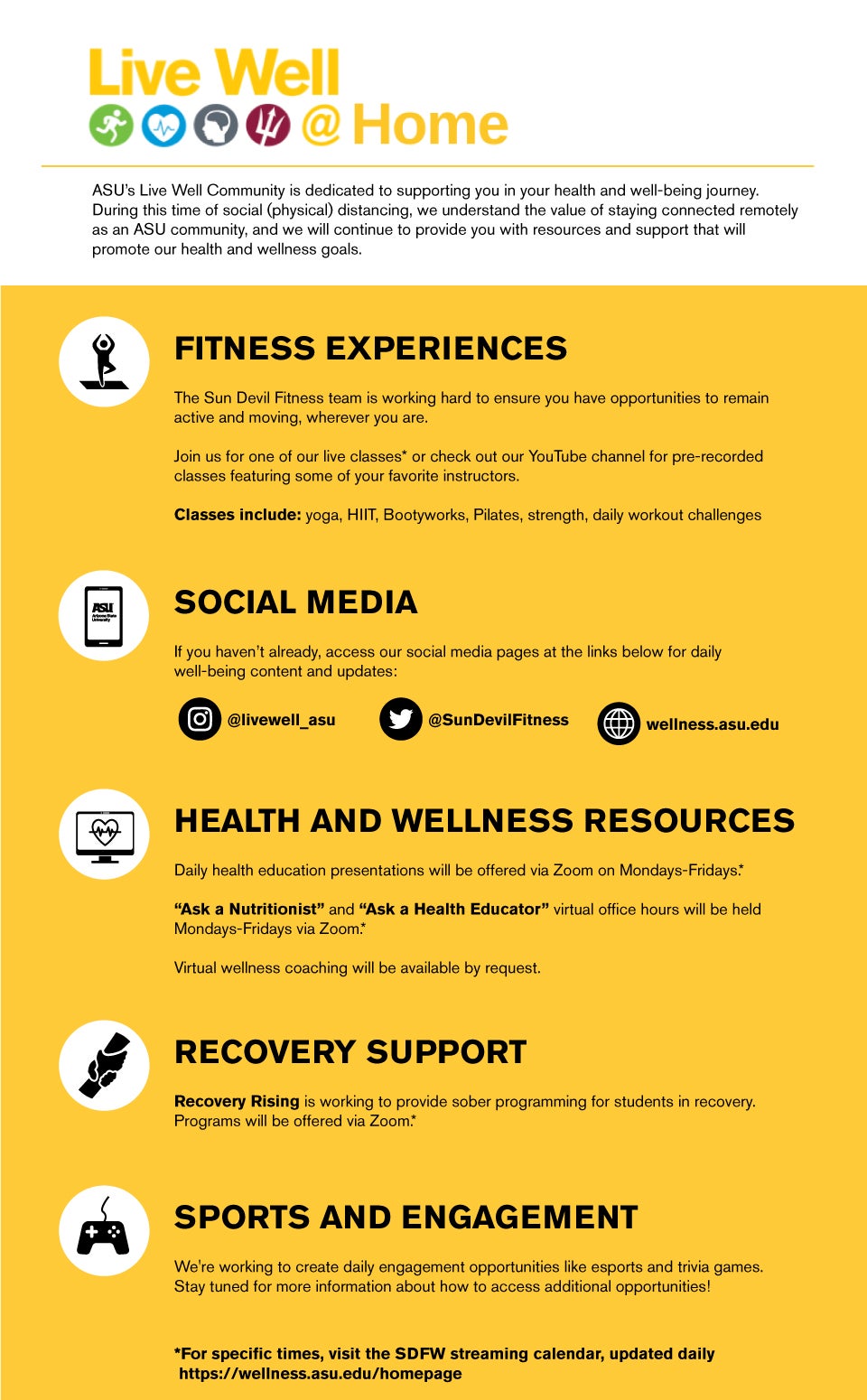 Live Well @ ASU resource graphic