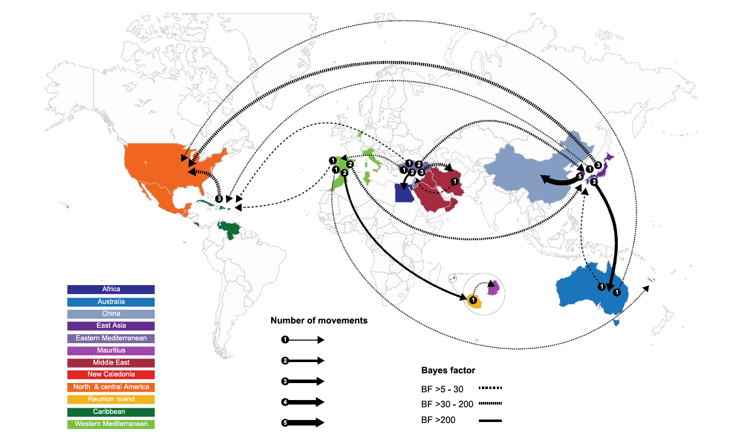 Map showing the spread of the tomato yellow leaf curl virus 